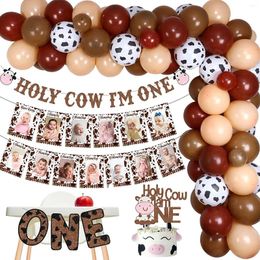 Party Decoration Sursurprise Cow 1st Birthday Decorations Holy One Po Banner Balloon Garland Kit Farm Theme