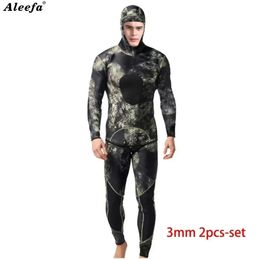 Wetsuit m Neoprene Camouflage Mens Diving Suit Split Scuba Spearfishing Surfing Jumpsuit for cold water Swimsuit 240409