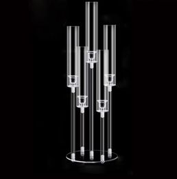 Clear Acrylic Candlesticks 5 Arms Candelabr Centerpieces for Wedding Party Table Centerpiece Decorative Candle Holder