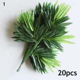 Decorative Flowers 20PCS Green Artificial Bamboo Leaf Fake Branches Simulation Plastic Leaves Wedding Ornament Home Garden Office Decoration