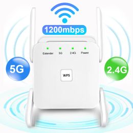 Routers WiFi Repeater 5G 1200Mbps Wireless Wifi Amplifier Router Enhanced Signal Network Wi fi Booster 5 Ghz Long Range Wifi Repeater