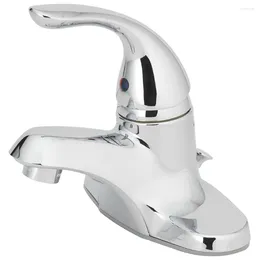 Bathroom Sink Faucets 4" Centerset Single Handle Faucet With -up Assembly In Chrome Accessories Strong Durability Design