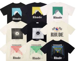 RH Designers Rhude Embroidery T Shirts for Summer Mens Tops Letter Polos Shirt Womens Tshirts Clothing Short Sleeved Large Plus 178