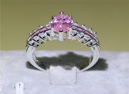 Brand Marquise Cut Pink Sapphire Jewellery White Gold Filled Wedding Engagement Band Ring for Women Bride Exquisite Gift Size 5108065072