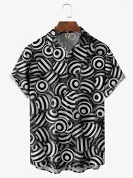Men's Casual Shirts Irregular Pattern Design And Women's Tops Printed Short Sleeve Fashion Button-Down Versatile