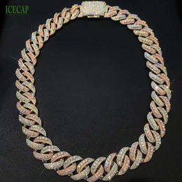 Luxury Jewelry Custom Necklace 18mm Miami Cuban Link Chain 925 Silver Rose Gold Hiphop Cuban Chain for Men