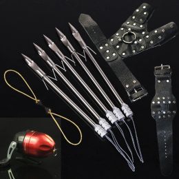 Accessories Toparchery Outdoor Fishing Sports Catapult Wristband Hand Guard Rubber Band Reel Fish Hunting Slingshot Set