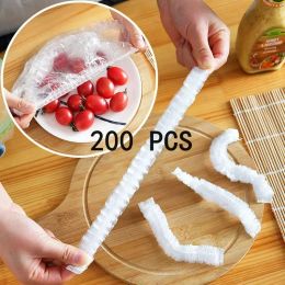 Organisation 200 Pieces Food Bags Disposable Food Cover Plastic Wrap Fruit Bowl Cup Lid Store Kitchen Plastic Bag Storage Organisation Home