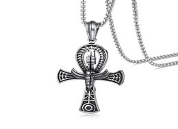 Punk Street Key To Life Egypt Necklaces For Men Middle Ages Stainless Steel Totem Scarab Ankh Pendant Jewelry PN103829218848073522