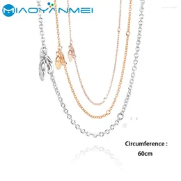 Chains Fit Original Pendants S925 Sterling Silver Necklaces Gold Rose 60cm Adjustable Length Thin Necklace Women Gift