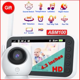 Monitors 2.4G Wireless Video Baby Monitor 720P 4.3 inch Screen 2 Way Audio Night Vision Baby camera with 2X Zoom and lullaby thermometer