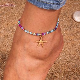 Anklets Aihua Handmade Bohemia Beaded Starfish Shell Anklet For Women Summer Beach Seed Beads Ankle Bracelet Foot Jewellery