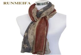 Classic fashion American flag Scarves for ladies retro voile scarf fivepointed star striped print scarf gift in stock USA17360215