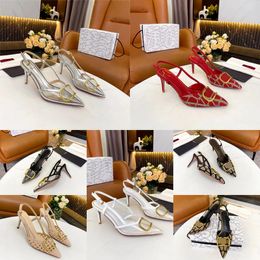 2024 Summer Designer Heel New Rivet High-heeled Shoes Dress shoes Women Nude Color patent leather shallow mouth toe stiletto sexy party 35-41