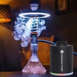 Mini Portable Electric Hookah Pump Smoking Accessories for Water Pipe USB Chargeable Eletronic Shisha Starter Charcoal Burner Kit with LED Light