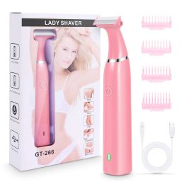 Trimmer HTC Electric Razor Women Shaver/Trimmer Rechargeable Pubic Hair Trimmer for Arms Legs Underarms Bikini Area, Wet & Dry Painless