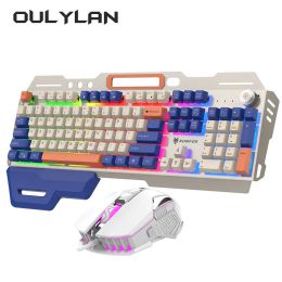 Combos LED Luminous Keyboard NEW 2024 K90 Mechanical Metal Keyboard Mouse Set Gaming Computer Wired Keyboards 98 Keys Desktop Computer