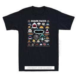 Shirts Shark Faces Classic Shirt Funny Sharks Marine Life Lover Gift Men's Tshirts Gothic Print Tshirt Men Haruku Streetwear Top