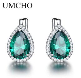 Umcho Green Emerald Gemstone Clip Earring 925 Sterling Silver Earrings For Women New Fashion Oval Birthstone Fine Designer Earring7293184