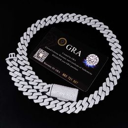 Popular Jewelry Iced Out 925 Sliver Cuban Link High Quality Moissanite Diamond Hip Hop Men Cuban Chain Necklace