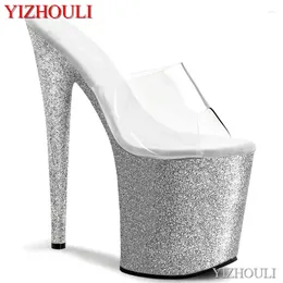 Slippers Banquet Sex Appeal Silvery Is Shinning Waterproof Stage Bag Heel Shoe 20 Centimeters Thin Pole Dance Slipper