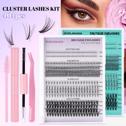 Fluffy Cluster Lashes 404 Pcs DIY Segmented Eyelashes Extension Kit with Bond & Seal Tweezers Thick Natural Individual Eyelashes Reusable Grafted Lashes DHL