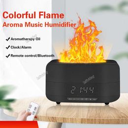 Humidifiers Air humidifier with Bluetooth speaker 400ml 7-color flame effect diffuser essential oil perfume air humidifier Y240422