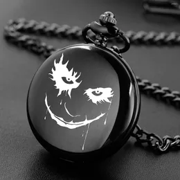 Pocket Watches Cry With Laughter Grimace Fashion Design Carving English Alphabet Face Watch A Belt Chain Black Quartz Perfect Gift