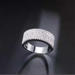 Ins Top Sell Wedding Rings Luxury Jewelry 18K White Gold Fill 5A Cubic Zircon Sapphire CZ Diamond Gemstones Party Women Eternity E196C