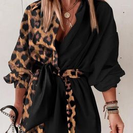 Casual Dresses 2024 Spring Summer Women's Black And White Contrast Colour Long Sleeves Shirt Dress