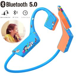 Headphones Kids Bone Conduction Headphone Bluetooth 5.0 Cartoon Headset Earphone Wireless Headphone with Mic for Study Music Calling