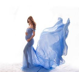 Maternity pography props Pregnancy Cloth CottonChiffon Maternity Off Shoulder Half Circle Gown shooting po pregnant dress6331861