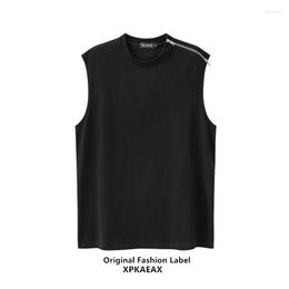 Men's Tank Tops Xpkaeax Original Fashion Brand High Street Waistcoat Personality Zipper Design Handsome Sleeveless T-shirt