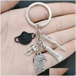 Other Building Supplies Creative Key Ring Teeth Toothbrush Tootaste Mask Keychain Appeal To Care Dentist Nurse Home Jewelry Gift Dro Dh9Kg