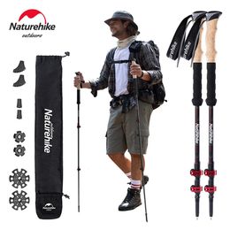 2024 Trekking Poles 12 pcs Carbon Fiber Collapsible Telescopic Sticks Lightweight Walking Climbing Hiking Stick 240412