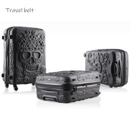 Luggage Three Pieces For Sold Together And Individual 20/24/28 Inch Rolling Luggage Spinner brand Travel Suitcase Big Golden Rooth Skull