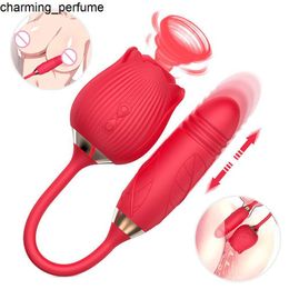 Rose series tongue licking and sucking telescopic toy for womens jump egg nipple clitoral masturbator