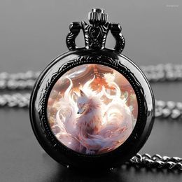 Pocket Watches Vintage Watch Anime Genshin Cute Black Quartz FOB Chain Clock Pendant Necklace For Men Women Gift