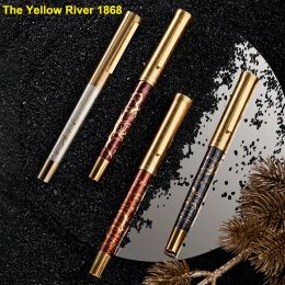 Pens New Hongdian The Yellow River 1868 Fountain Pen Student Art Retro Men's High end Writing Pen Office Writing Gift Ink Pattern Pen