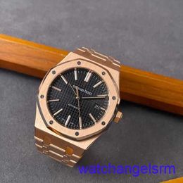 AP Wrist Watch Chronograph Royal Oak Series 15400OR Rose Gold Black Plate Mens Business Fashion Leisure Automatic Mechanical Watch