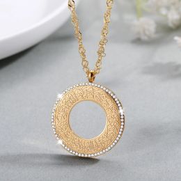 Clothing Surah kafirun Diamond Necklaces Custom Stainless Steel Necklaces Gold Pendants Islam Muslim Arabic God Messager Jewelry Gifts