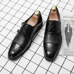 Casual Shoes Business Men's Pu Leather Formal Men Black Oxfords Wedding Dress Classic Monk Big Size 38-48