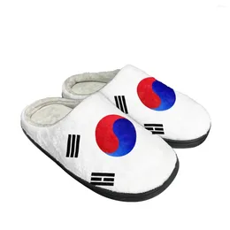 Slippers South Korea Country Flag Print Unisex Spring Autumn Cotton Slipper Wear-Resistant Fashion Indigenous Art Keep Warm Soft