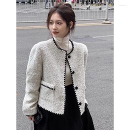 Women's Suits Insozkdg Women Coat Autumn Winter 2024 French Style Elegant Design Sense Top All-match Age-reducing Small Suit Jacket