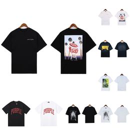 Camisetas roxas camisetas masculinas moda moda algodão impresso de algodão solto masculino feminino hip hop tampos de manga curta camisetas de alta qualidade roupas de alta qualidade