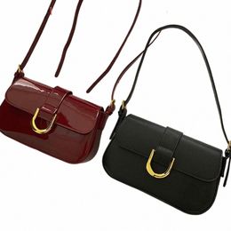 women Flap Satchel Bag Strap Adjustable Menger Bag Casual Patent Leather Shoulder Bag Vintage Tote Handbag Girl Stylish Purse k4jL#