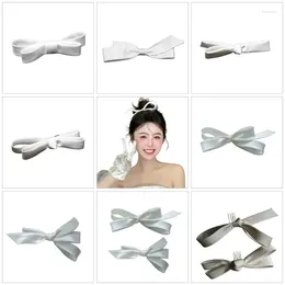 Hair Clips 652F 1pc/2pcs Bowknot Clip Elegant Ribbon Shape Spring For Bride Pography Styling Tiaras