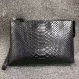Wallets 100% genuine Python/Snake leather skin long size men clutch wallet purse bank card cash hoder case dark coffee black color