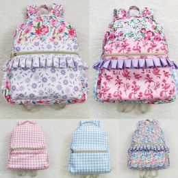 Bags Wholesale Children Baby Girl Flower Backpack Boutique Daypack Toddler Outdoor Floral Plaid Portable Kids School Bag