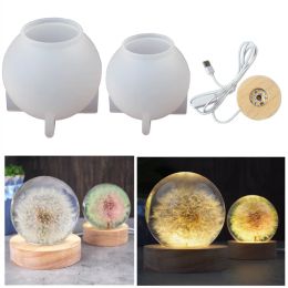 Rings Diy Dandelion Night Light Crystal Epoxy Resin Mould One Round Ball Crystal Ball Silicone Mould